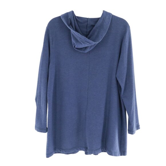 Pure Jill Stretch Hooded Cardigan Women 1X Blue Timeless Lagenlook Lagom Layered - Picture 3 of 16